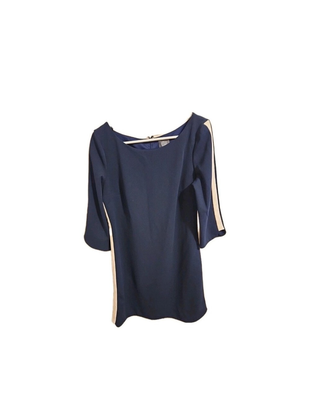 vince Camuto Navy Blue Shift Dress with Pink Side Stripes Size 12